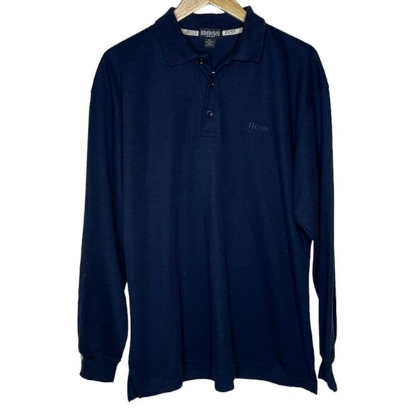 Hugo Boss Navy Blue Long Sleeve Collared Neck Shirt size XXL - Picture 1 of 4